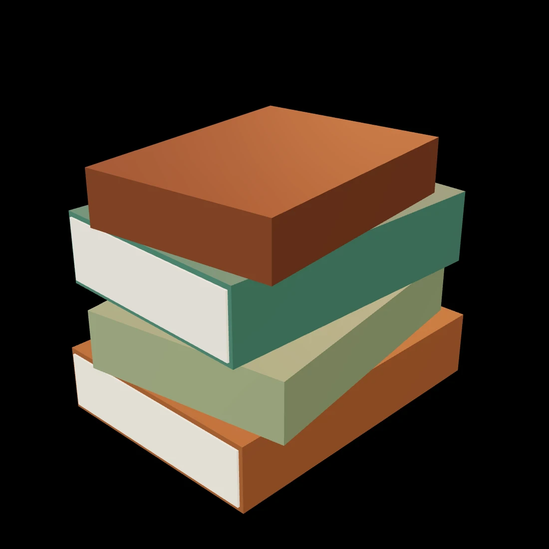 Book stack — stylized low-poly 3D model, 96 triangles