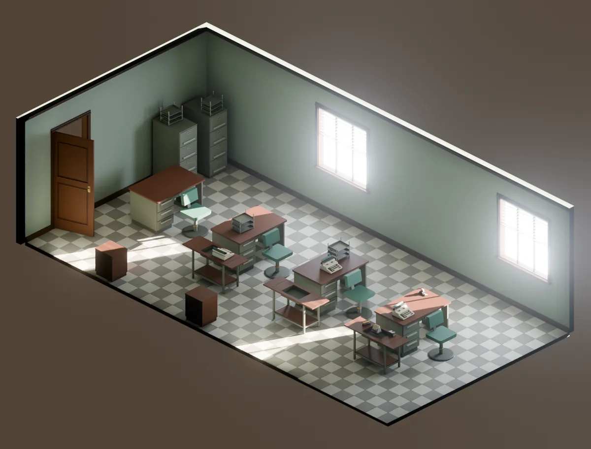 Typing pool — studio render